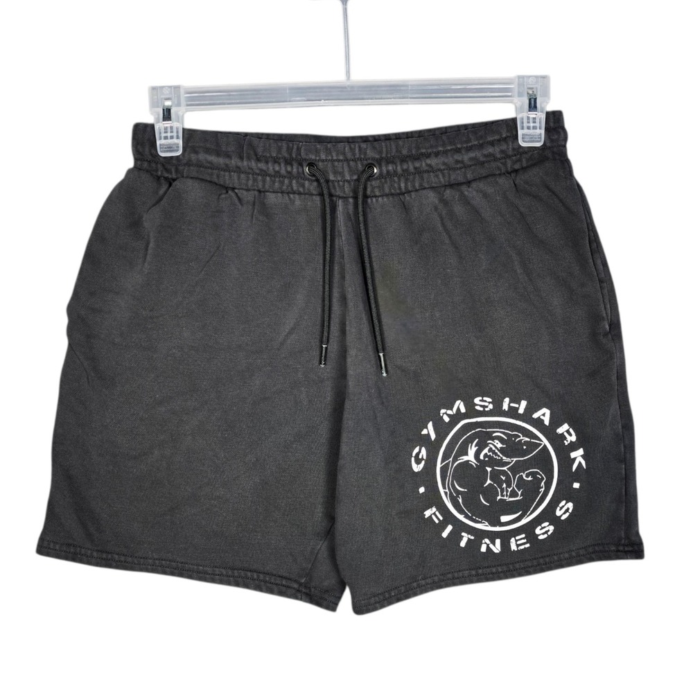 Gymshark Legacy Shorts Mens Medium Black 6" Lifting Club Shark Gym Fleece Sweat